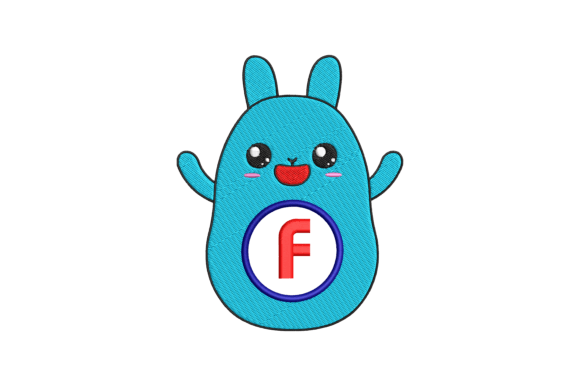 Cute Rabbit Letter F: A Charming Embroidery Design