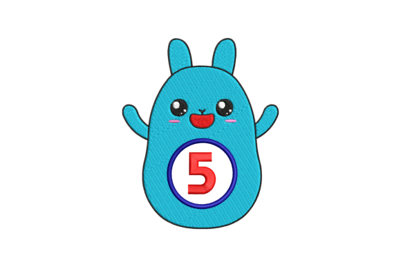 Cute Rabbit Number 5: A Charming Embroidery Design